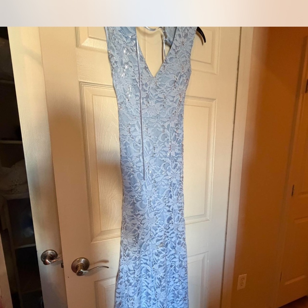 B Darlin Sky Blue Lace Dress